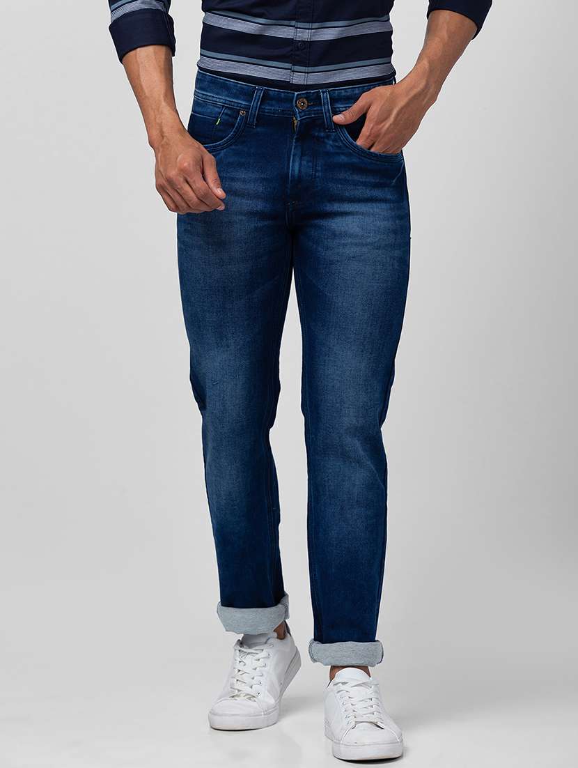men blue cotton plain jeans - 20023821 - Zoom Image - 0