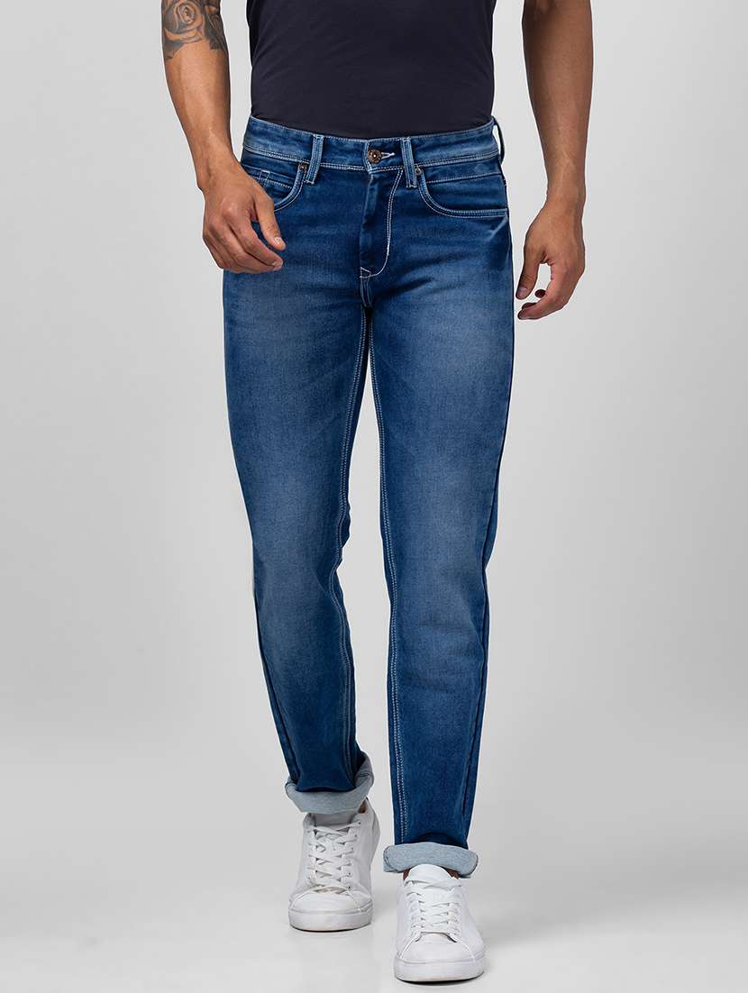 men blue cotton plain jeans - 20023822 - Zoom Image - 0