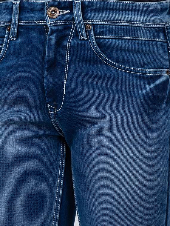 men blue cotton plain jeans - 20023822 - Standard Image - 5