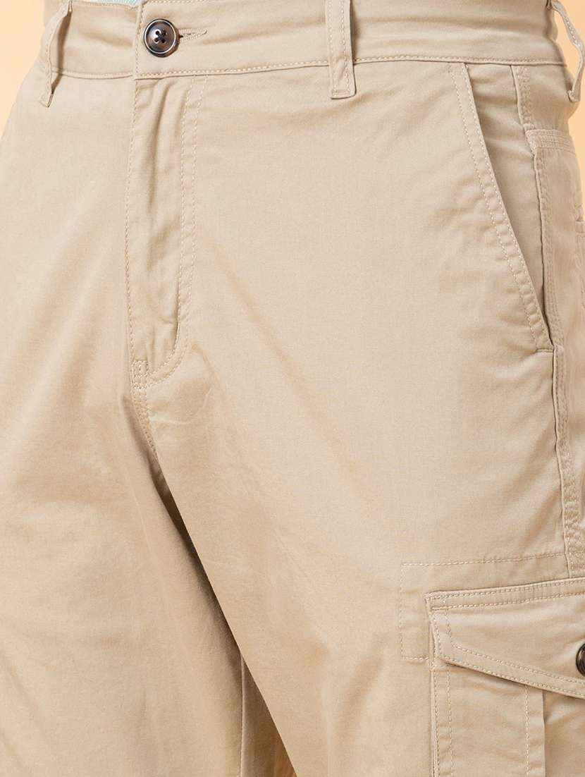 globus women beige mid rise slim fit flat front cargo trousers - 20023852 - Standard Image - 5