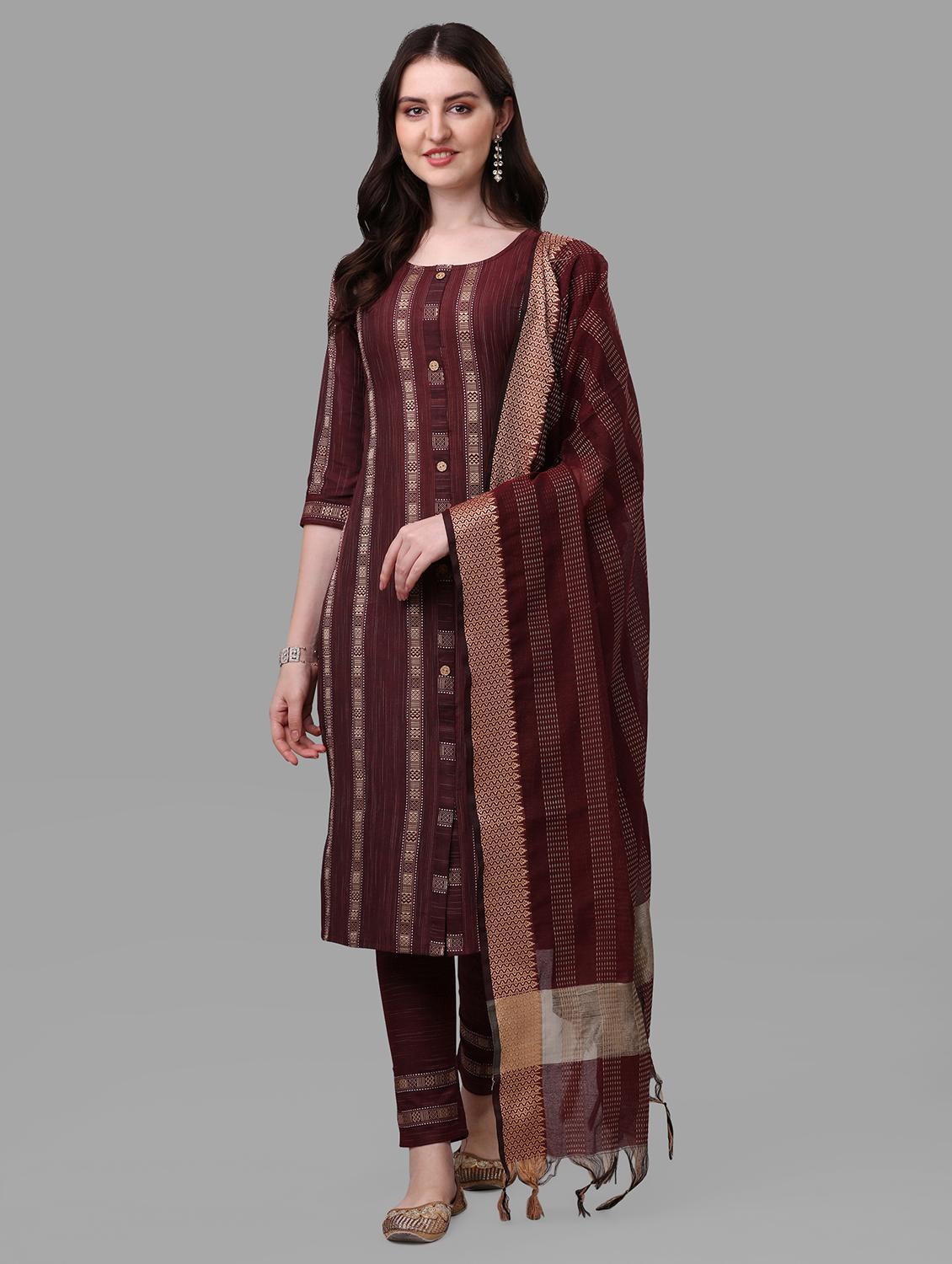 cotton kurta pant with dupatta set - 20024632 - Zoom Image - 0