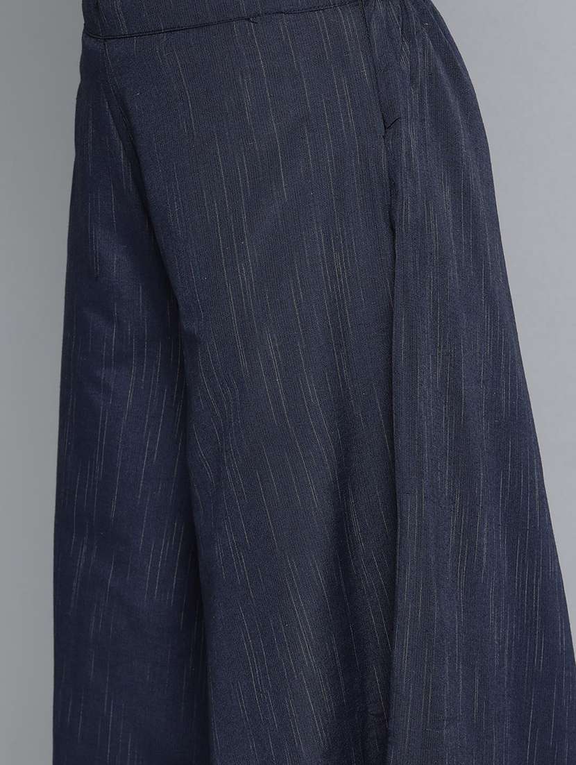 navy kurta palazzo dupatta set - 20024795 -  Standard Image - 3