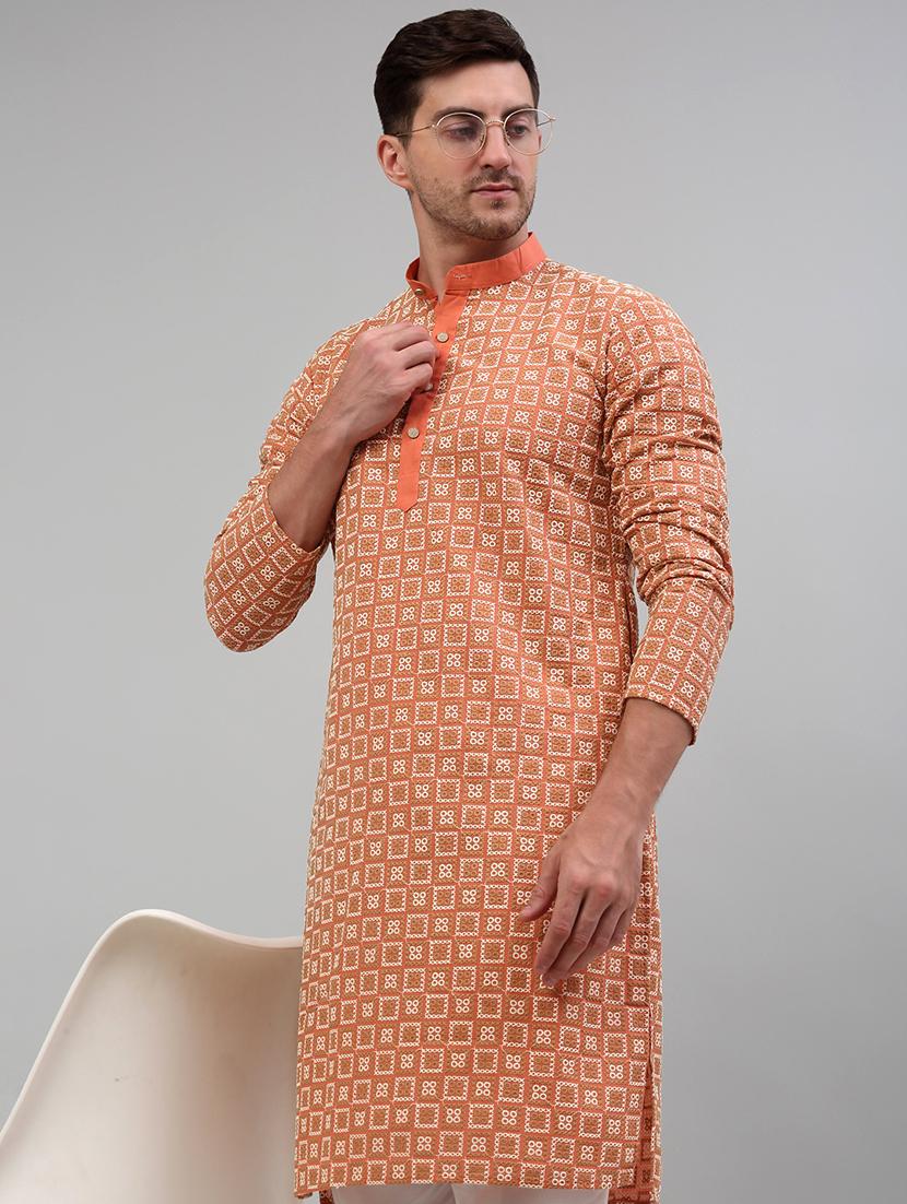 peach cotton kurta pyjama ethnic wear set - 20024830 - Standard Image - 3