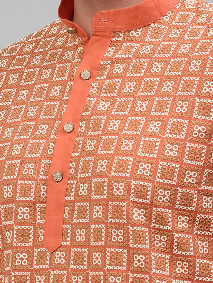 peach cotton kurta pyjama ethnic wear set - 20024830 - Standard Image - 5