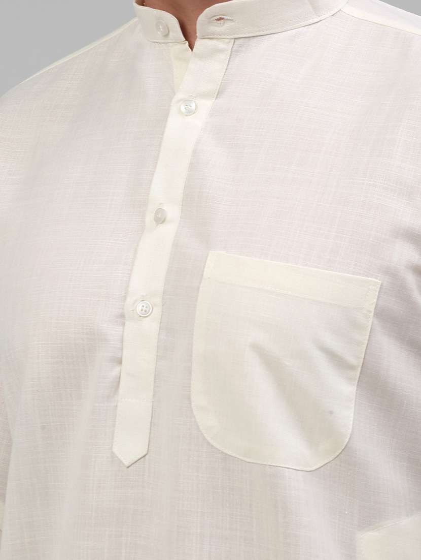 white cotton blend kurta pyjama ethnic wear set - 20024834 -  Standard Image - 5