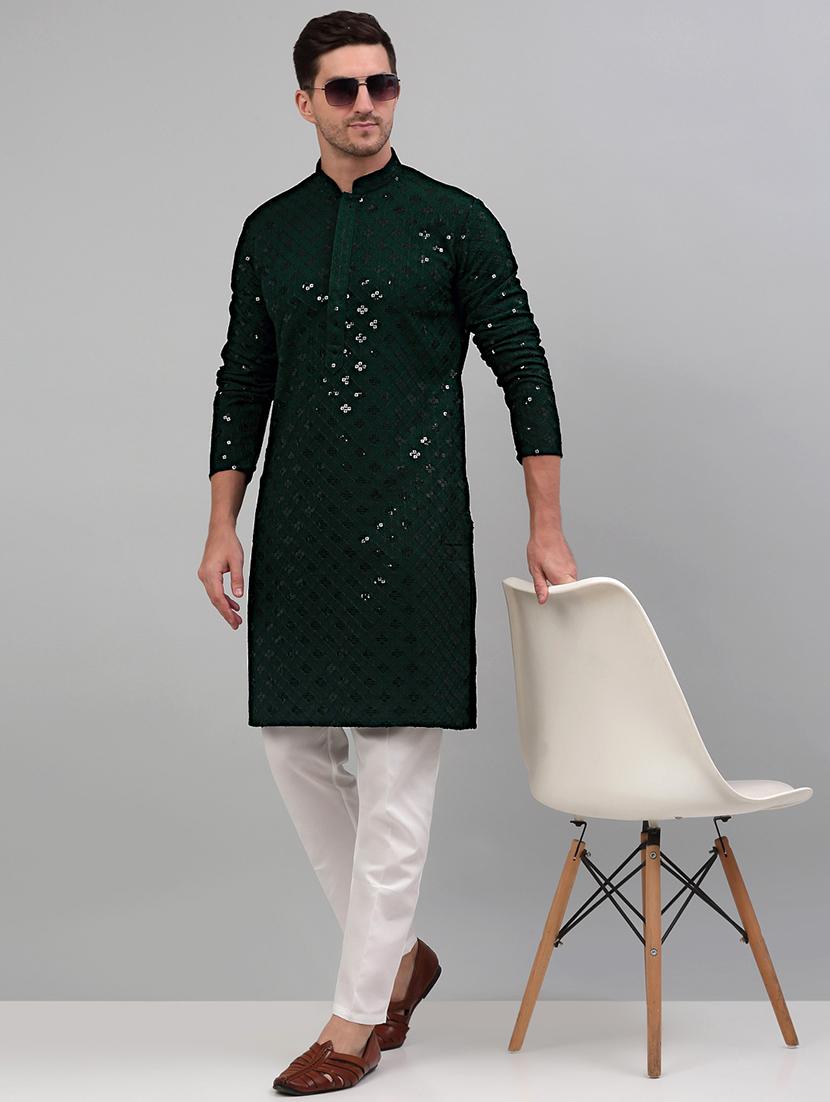 olive viscose kurta pyjama ethnic wear set - 20024840 - Zoom Image - 0