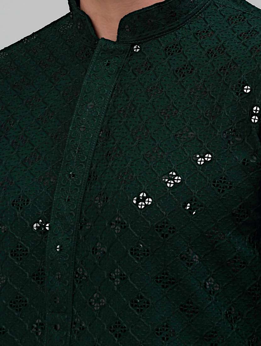 olive viscose kurta pyjama ethnic wear set - 20024840 - Standard Image - 5