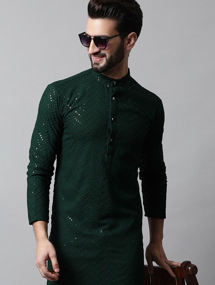 embroidered long kurta with sequin work - 20024847 - Standard Image - 3