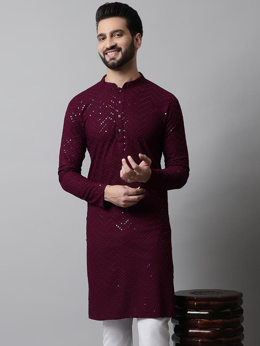 embroidered long kurta with sequin work - 20024849 -  Zoom Image - 0