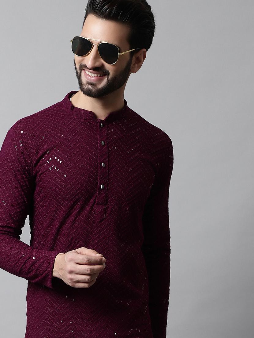 embroidered long kurta with sequin work - 20024849 - Standard Image - 3