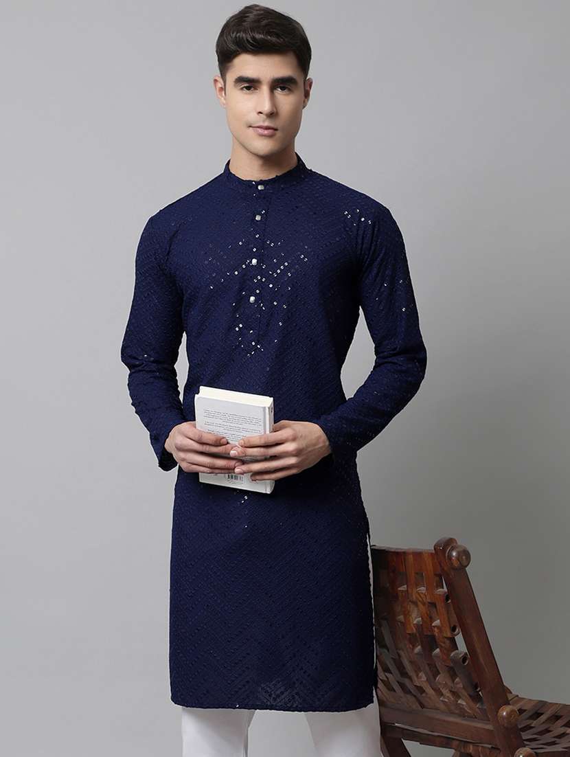 embroidered long kurta with sequin work - 20024850 - Zoom Image - 0