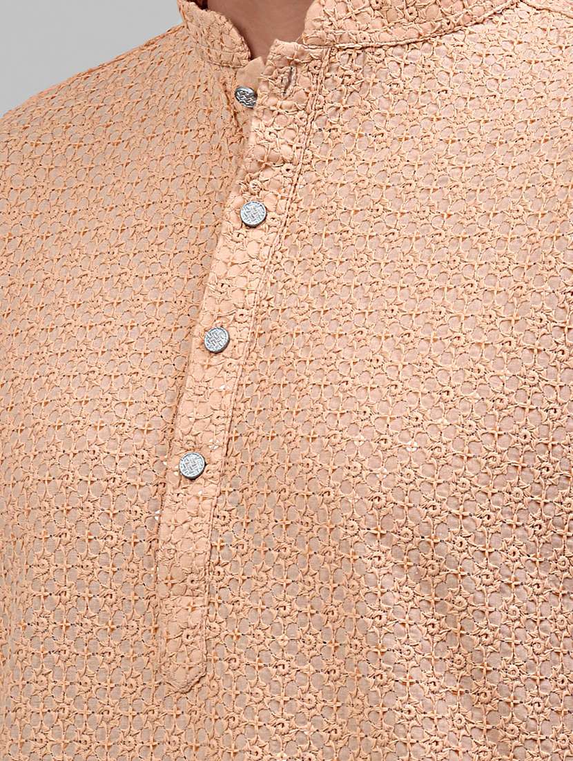 peach cotton long kurta - 20024867 -  Standard Image - 5