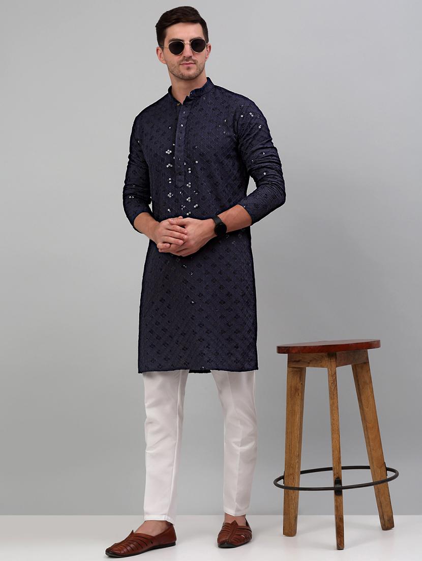 embroidered long kurta with sequin work - 20024872 - Standard Image - 3