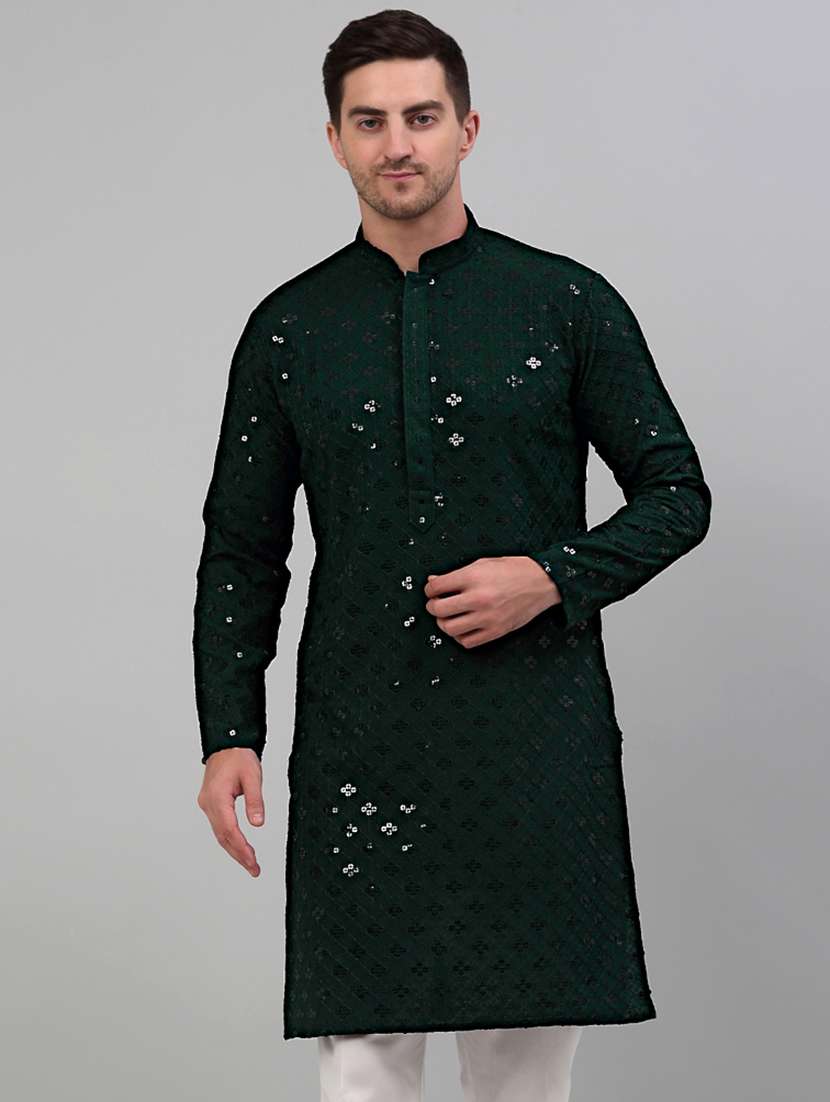 embroidered long kurta with sequin work