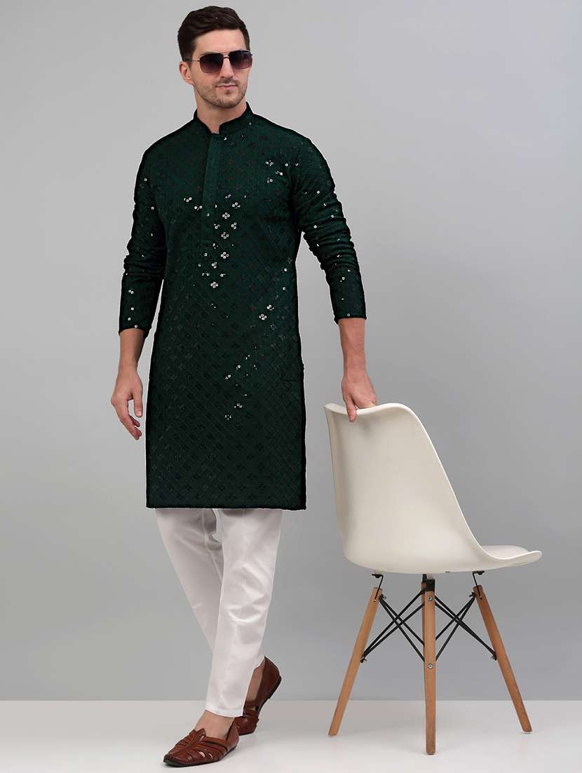 embroidered long kurta with sequin work - 20024874 -  Standard Image - 3