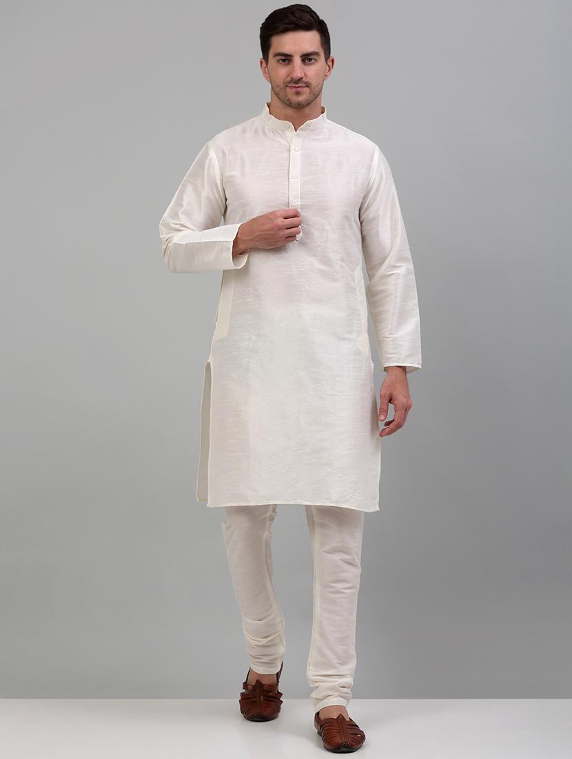 black silk blend kurta pyjama with jacket ethnic wear set - 20024903 - Standard Image - 3