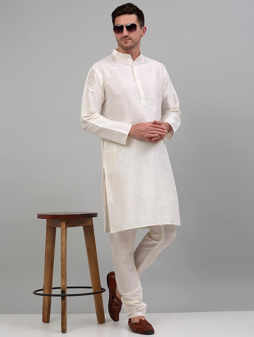 yellow silk blend kurta pyjama with jacket ethnic wear set - 20024907 - Standard Image - 3