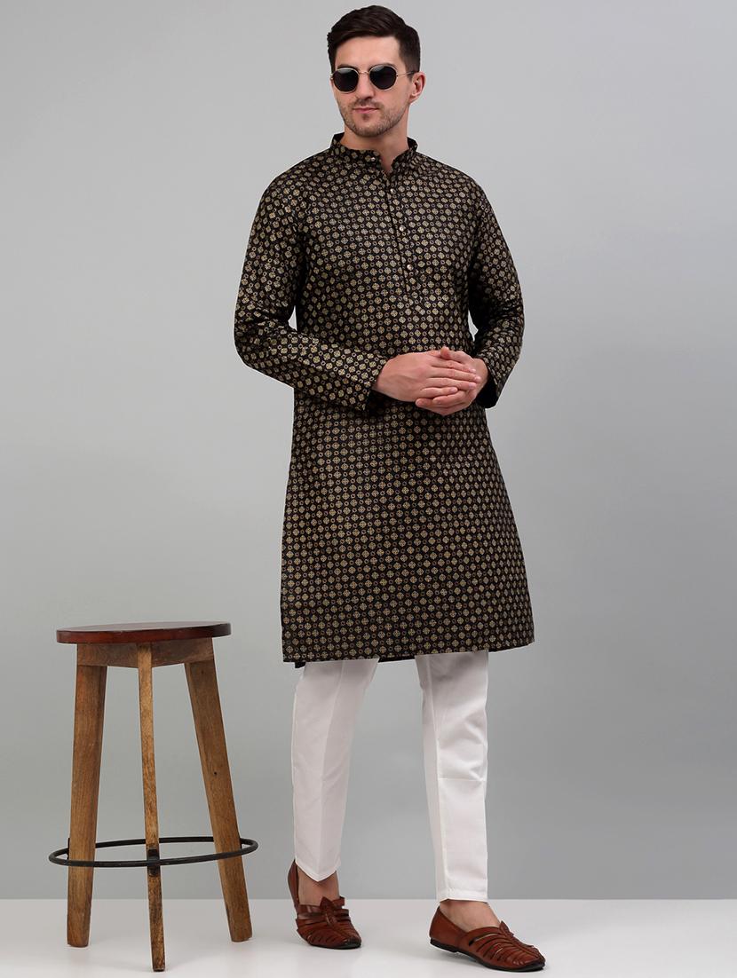 cream silk blend kurta pyjama with jacket ethnic wear set - 20024911 - Standard Image - 3