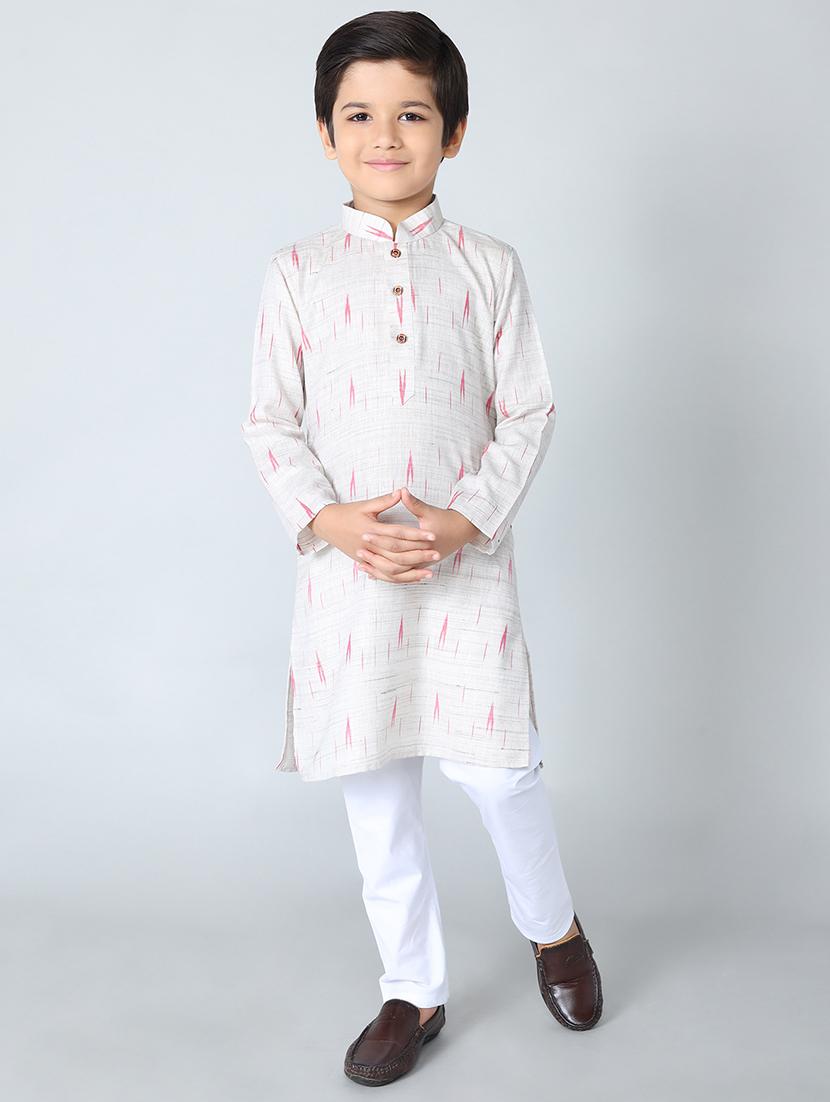 boys mandarin neck printed kurta pant set - 20024921 - Zoom Image - 0