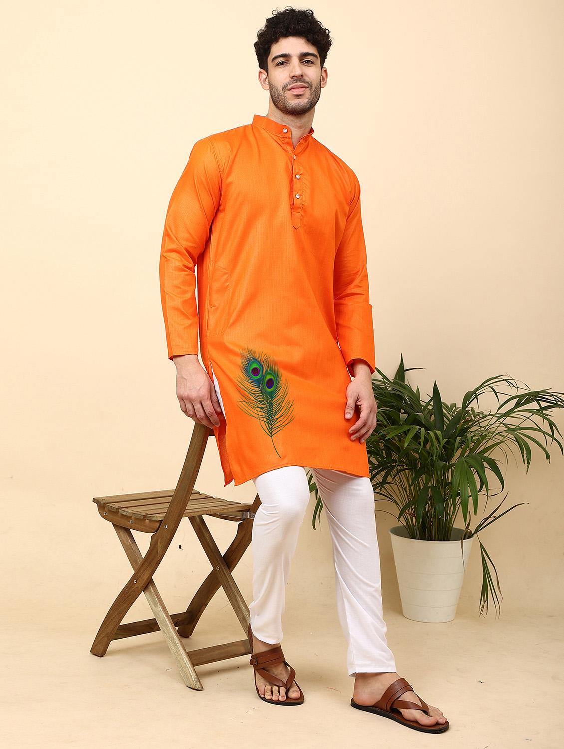 printed cotton blend long kurta - 20024923 - Standard Image - 3