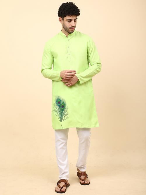 printed cotton blend long kurta - 20024925 -  Standard Image - 0