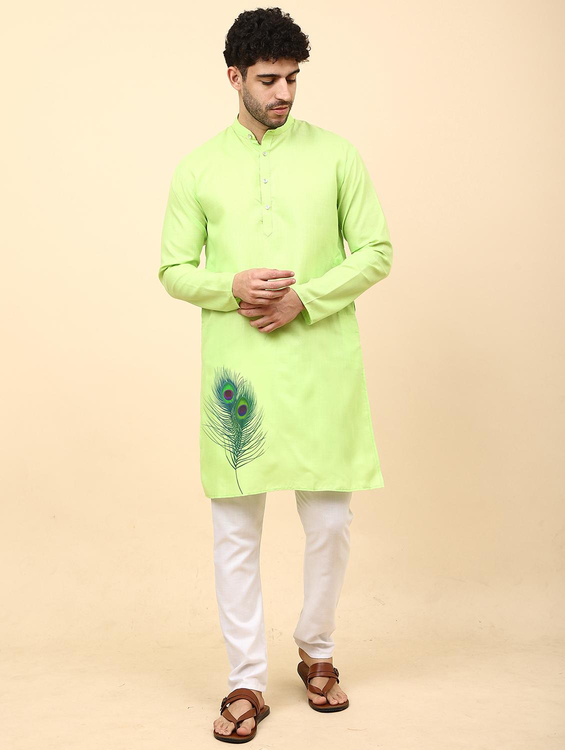 printed cotton blend long kurta - 20024925 -  Zoom Image - 0