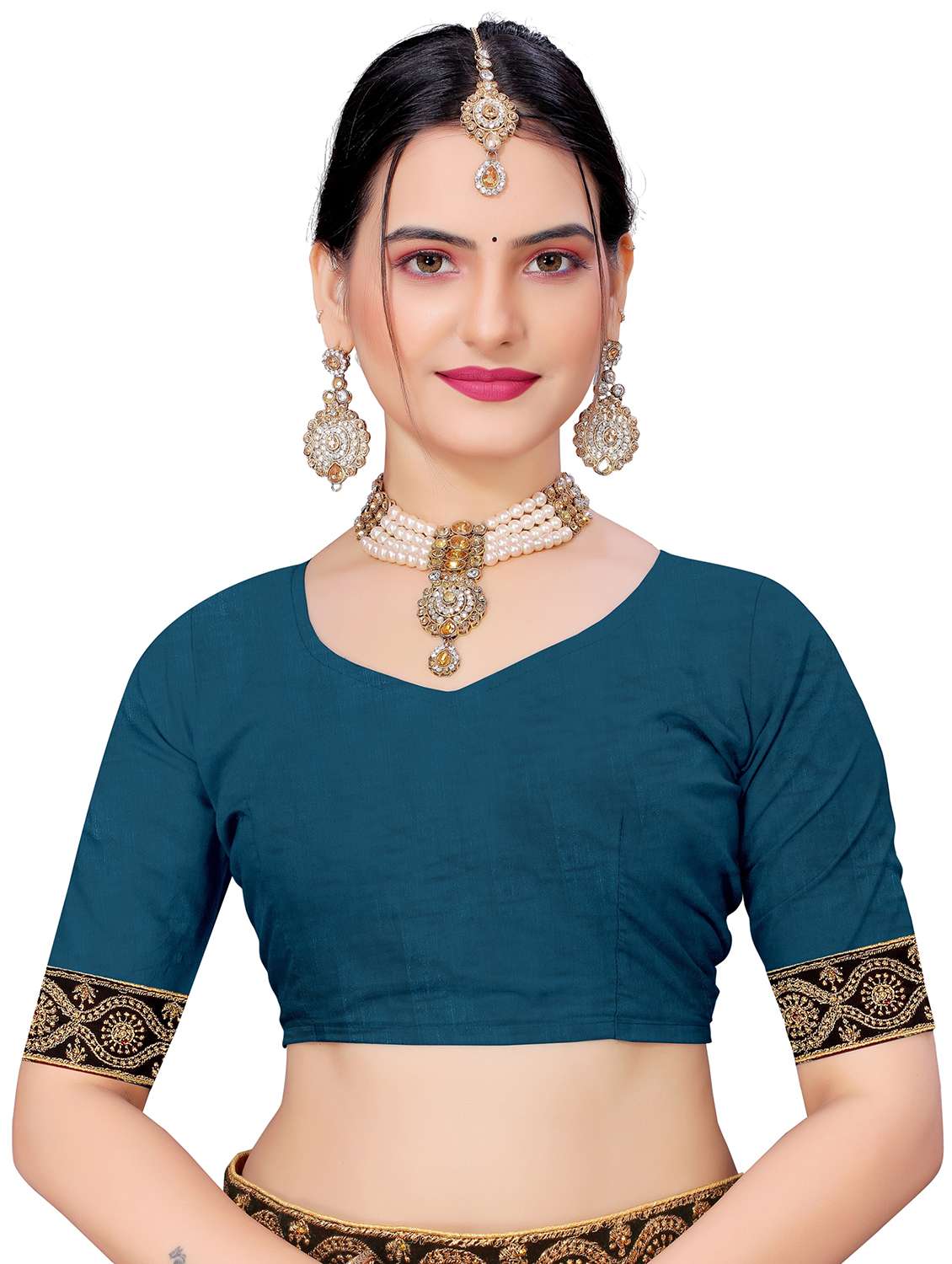 self design embroidered saree with blouse - 20025253 - Standard Image - 3