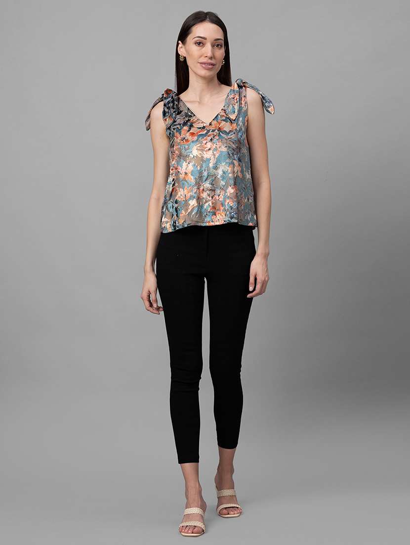 green printed regular top - 20025298 -  Standard Image - 3