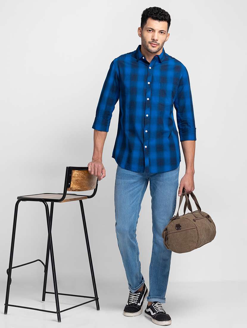blue cotton casual shirt - 20025301 -  Standard Image - 3