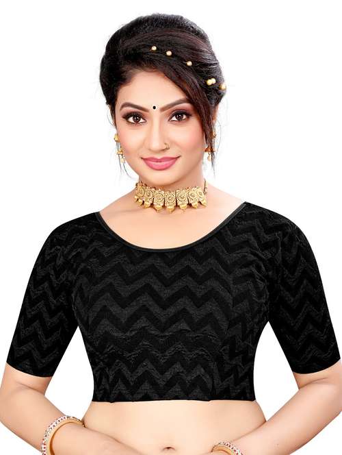 black round neck short sleeves blouse