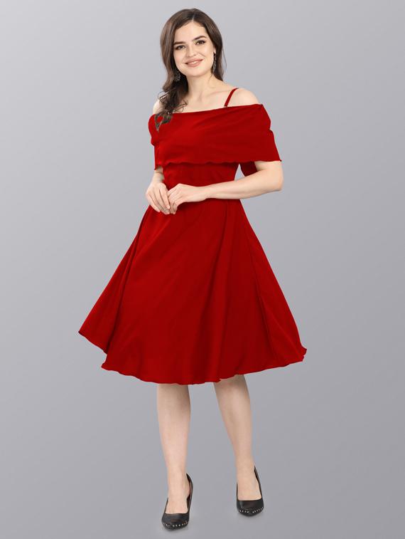 women's fit & flare solid dress - 20026087 -  Zoom Image - 0