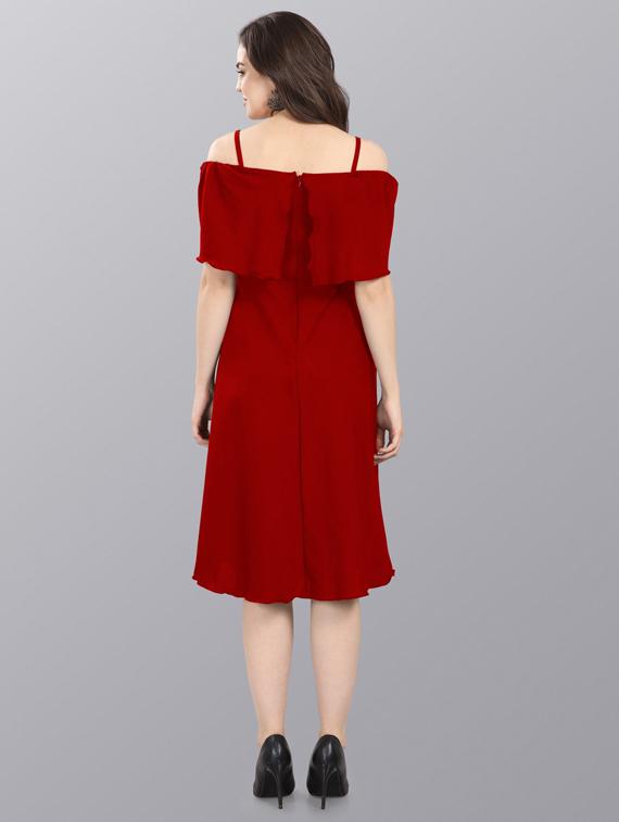 women's fit & flare solid dress - 20026087 - Standard Image - 3