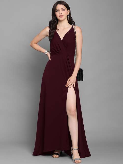 women's wrap solid dress - 20026146 - Standard Image - 0
