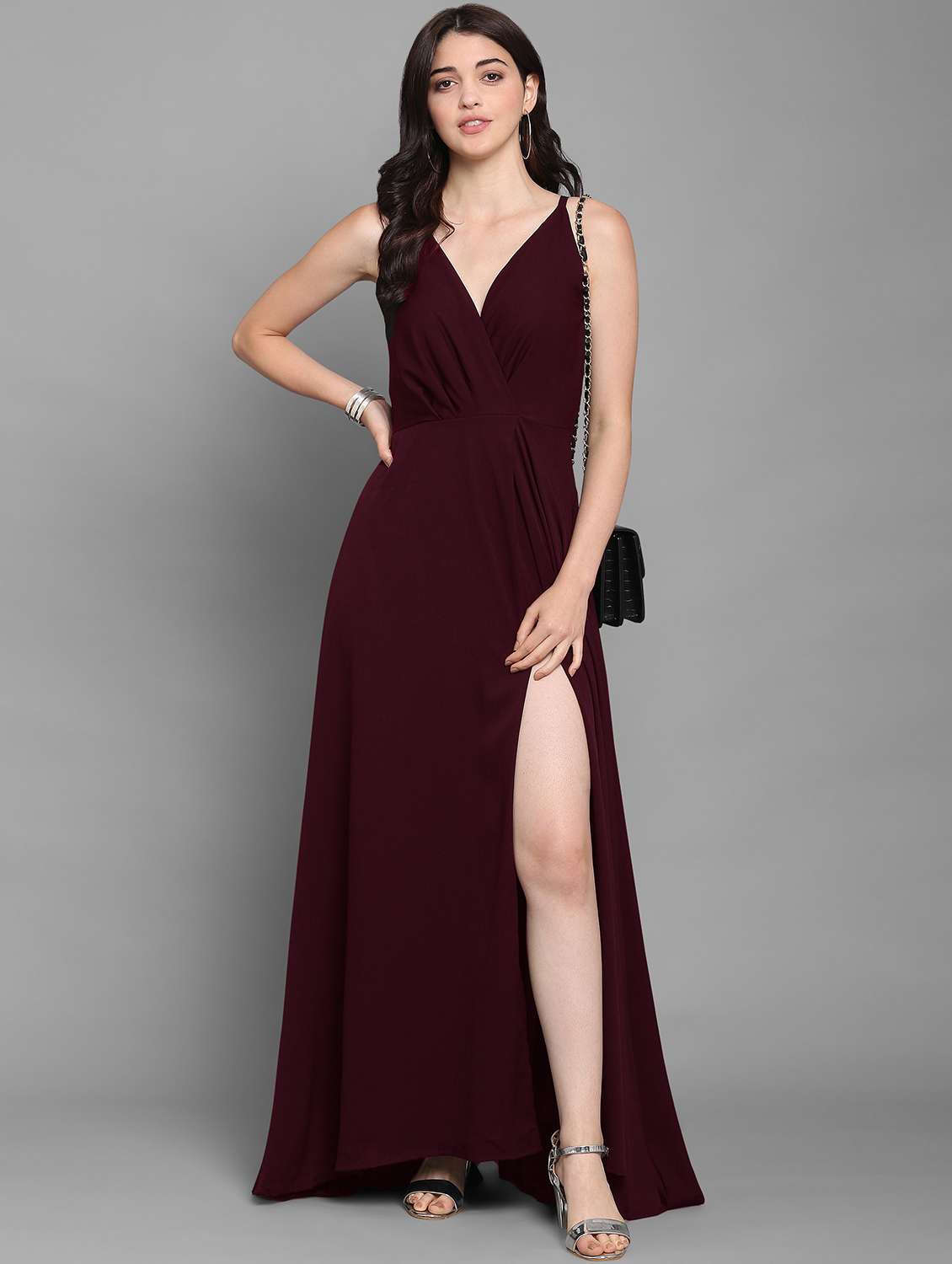 women's wrap solid dress - 20026146 - Zoom Image - 0