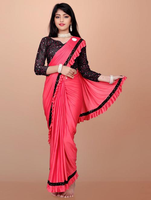 girls ready to wear embroidered saree - 20026738 -  Standard Image - 0