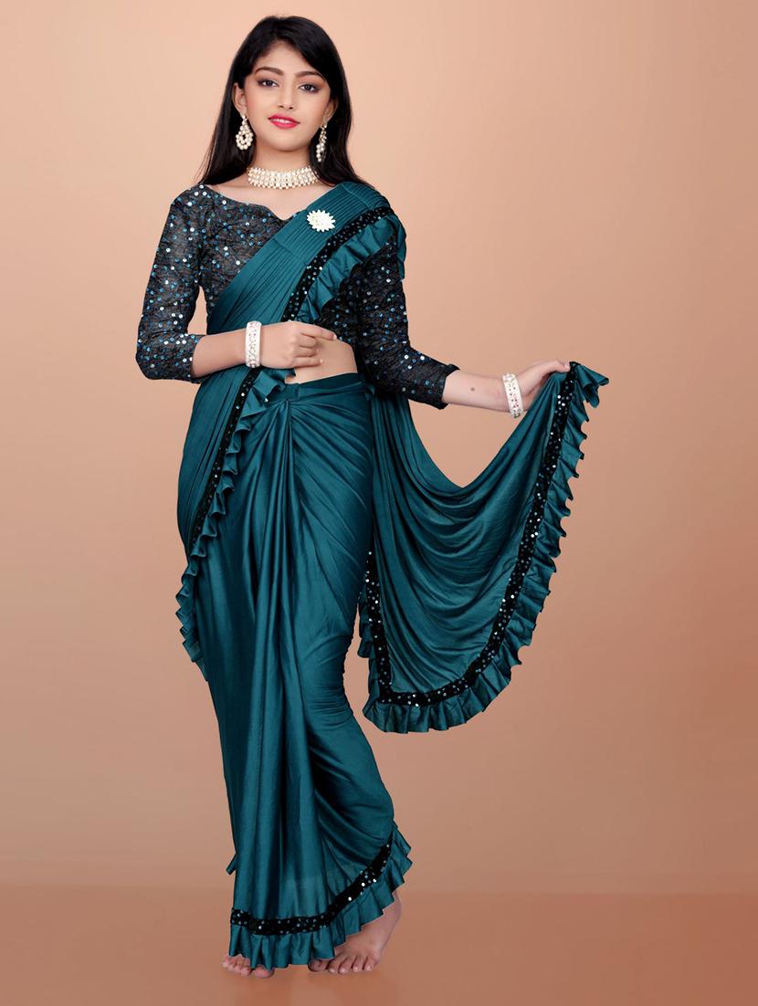girls ready to wear embroidered saree - 20026739 - Zoom Image - 0