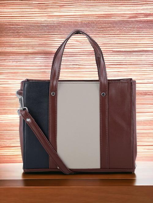 color block leatherette (pu) regular handbag - 20026765 - Standard Image - 0