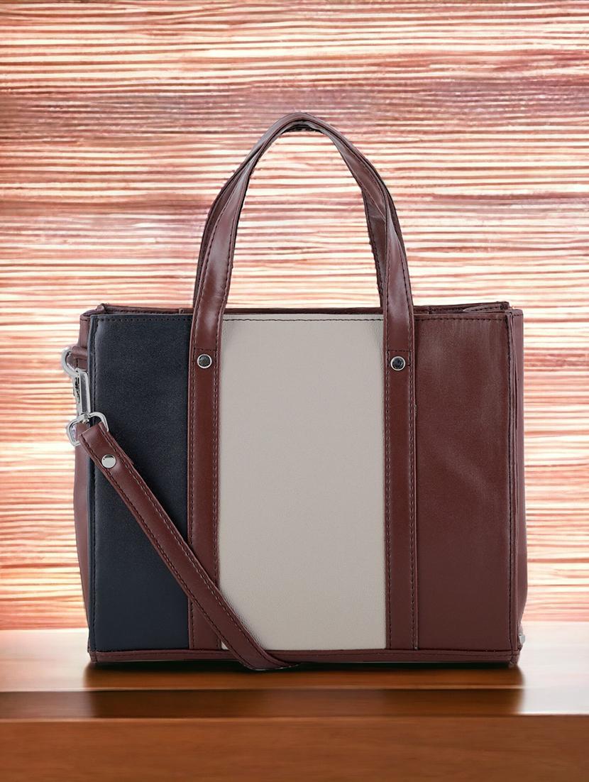 color block leatherette (pu) regular handbag - 20026765 - Zoom Image - 0