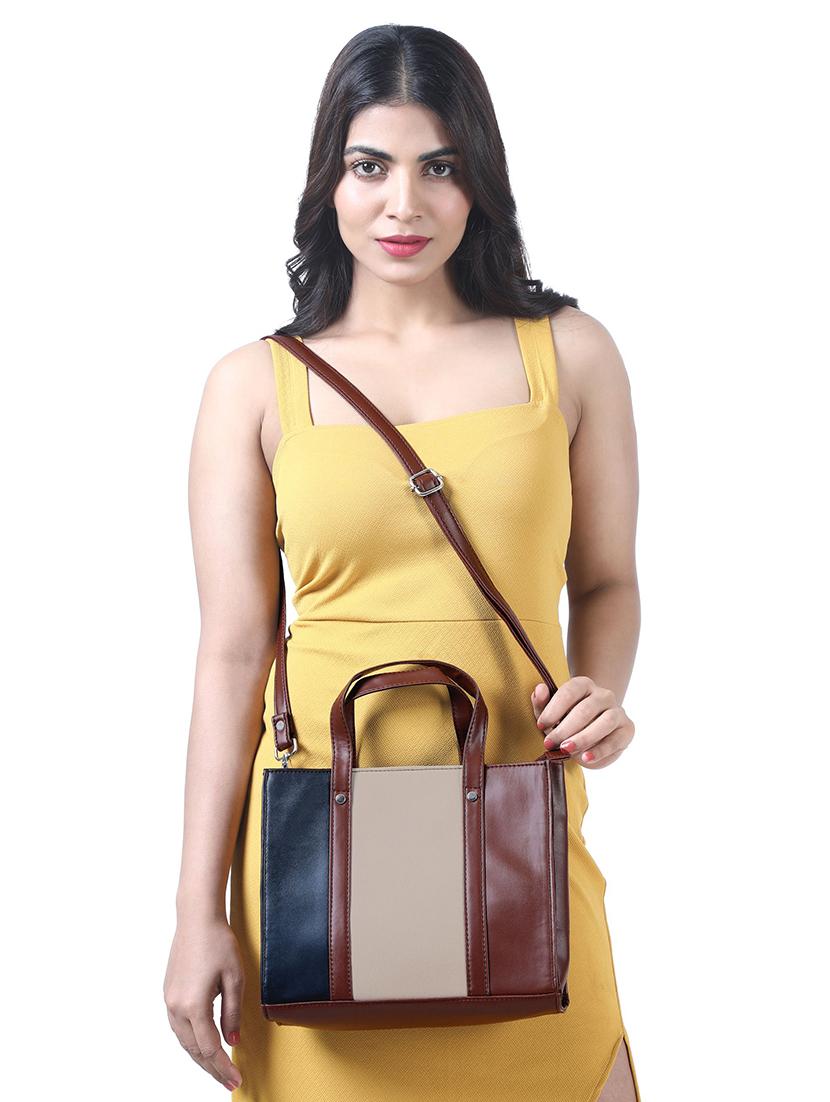 color block leatherette (pu) regular handbag - 20026765 - Standard Image - 5