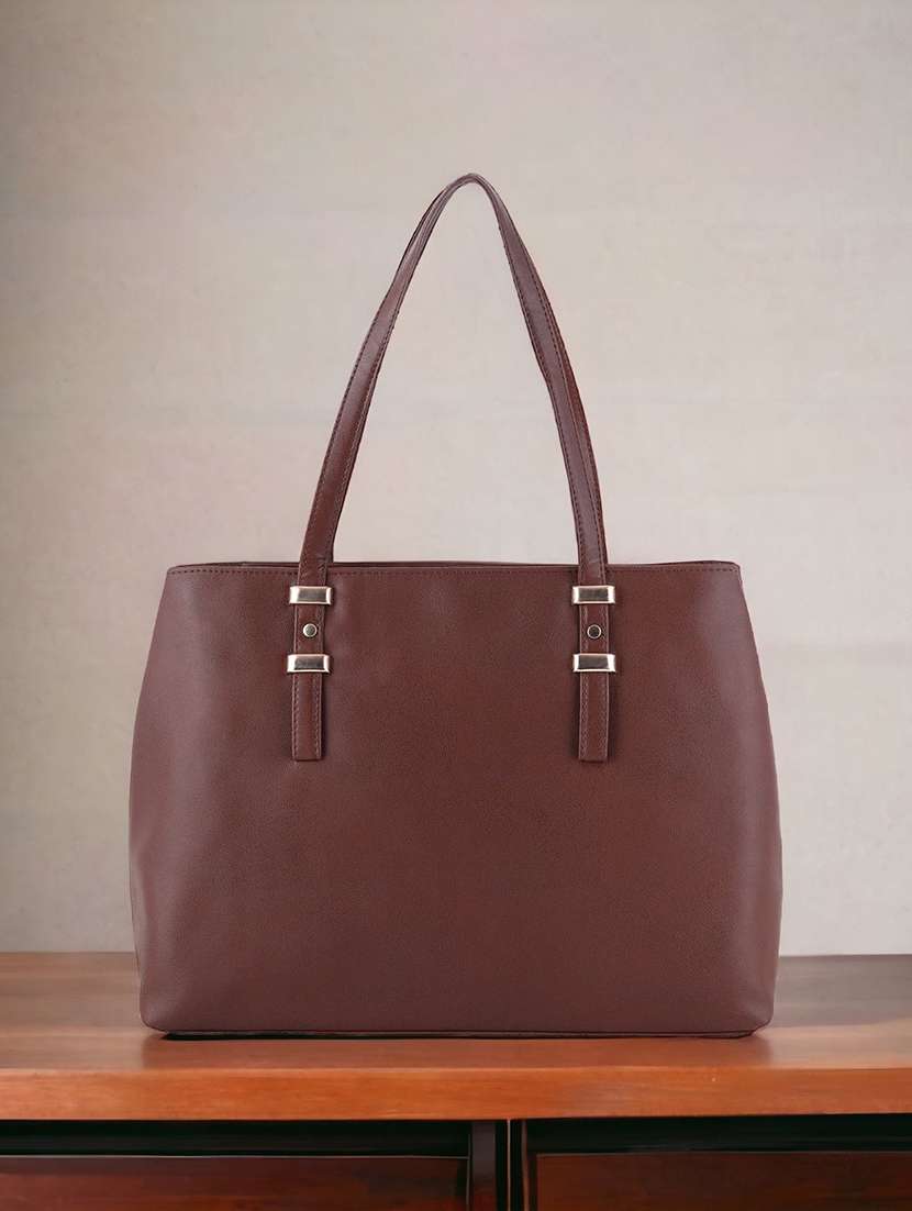 brown leatherette (pu) regular handbag - 20026768 - Zoom Image - 0