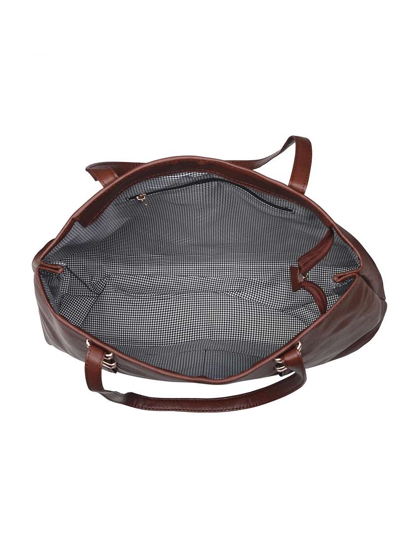 brown leatherette (pu) regular handbag - 20026768 - Standard Image - 3