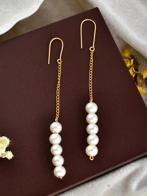 white brass drop earring - 20026836 -  Standard Image - 0