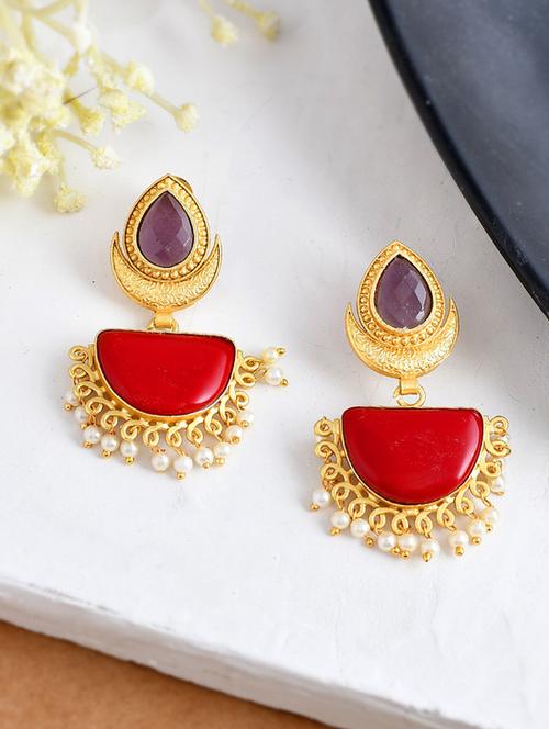 red brass chandballi earring - 20026837 -  Standard Image - 0