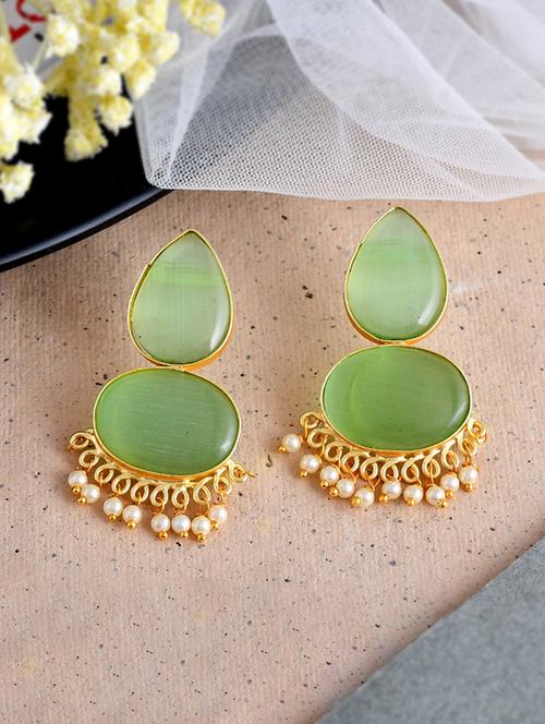 green brass chandballi earring - 20026838 -  Standard Image - 0