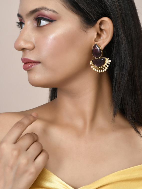 women gold plated drop earring - 20026839 - Standard Image - 3