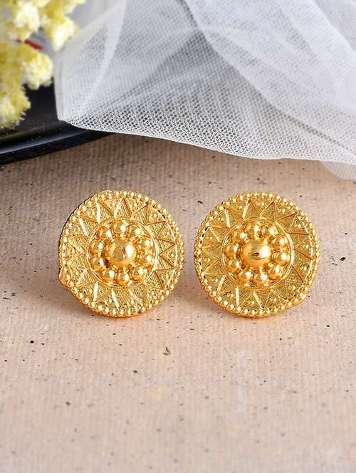 gold brass studs earring - 20026841 -  Standard Image - 0