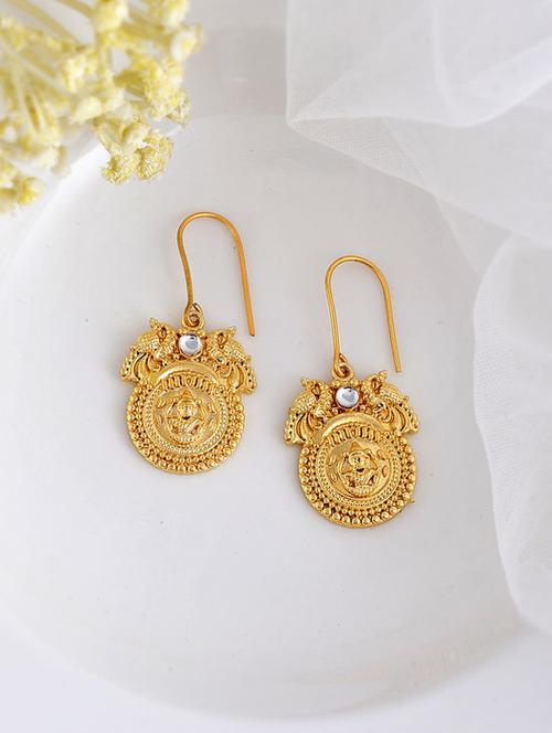 gold brass drop earring - 20026843 - Standard Image - 0
