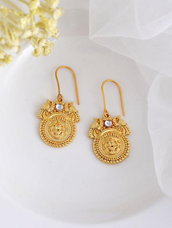 gold brass drop earring - 20026843 - Zoom Image - 0