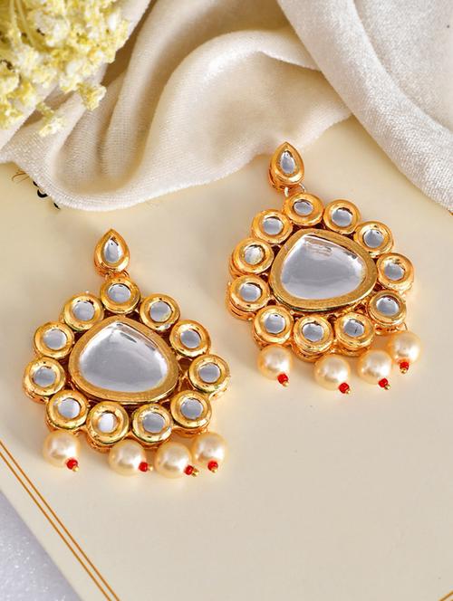 gold brass drop earring - 20026846 - Standard Image - 0