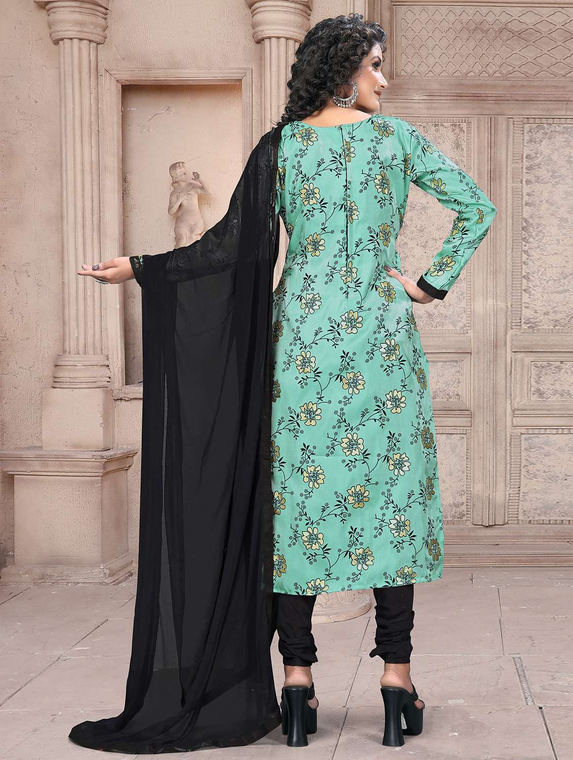 printed unstitched churidaar suits - 20029480 -  Standard Image - 3